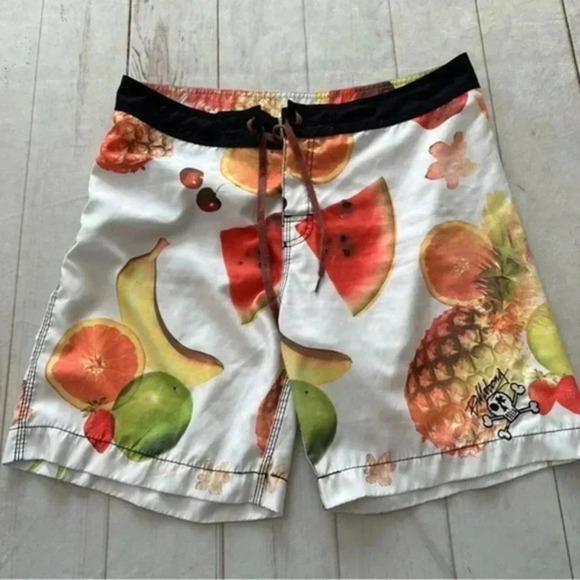 Billabong Swim Boardshorts Mens 34 Multicolored Fruit Graphic Embroidered Logo - Picture 1 of 11